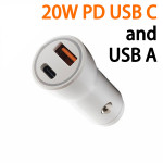 Wholesale 20W PD USB-C and USB-A 3.0A Quick Charge Dual 2 Port Car Charger for Phone, Tablet, Speaker, Electronic (Car - White)